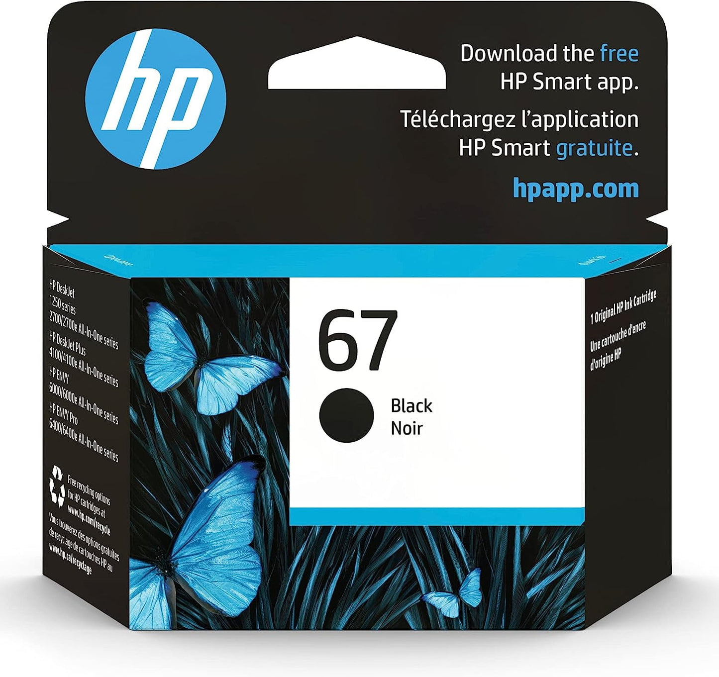 HP 67 Ink Cartridges for HP 67 Black Ink Cartridge, 1 Black