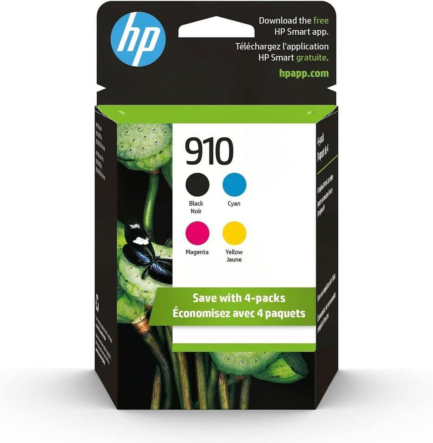 HP 910 Ink Cartridges - Black, Cyan, Magenta, Yellow, 4 Pack