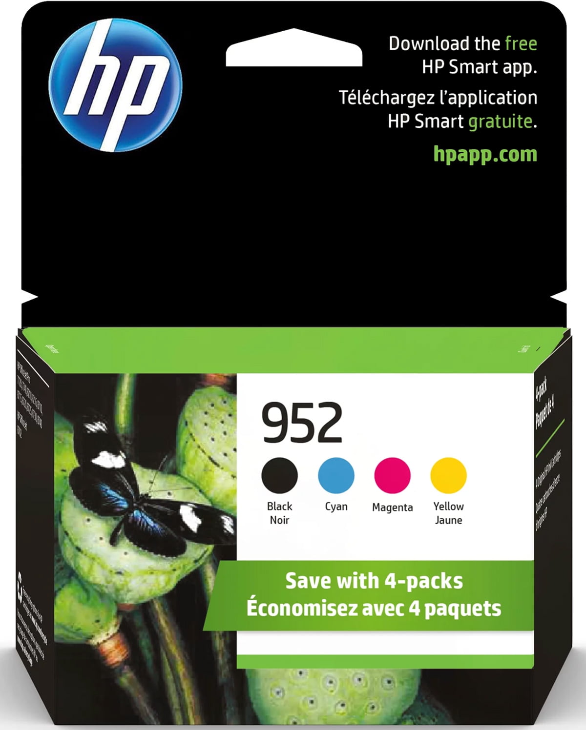 HP 952 Ink Cartridges - Black, Cyan, Magenta, Yellow, 4 Pack