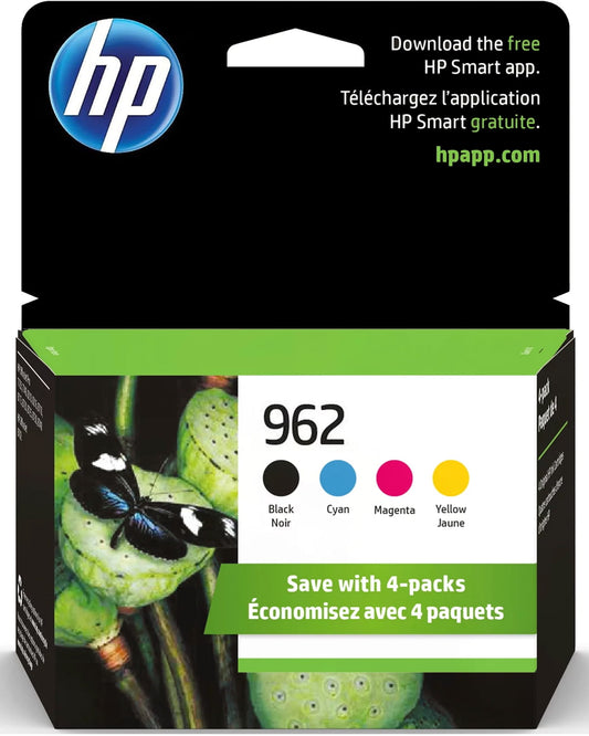 HP 962 Ink Cartridges - Black, Cyan, Magenta, Yellow, 4 Pack