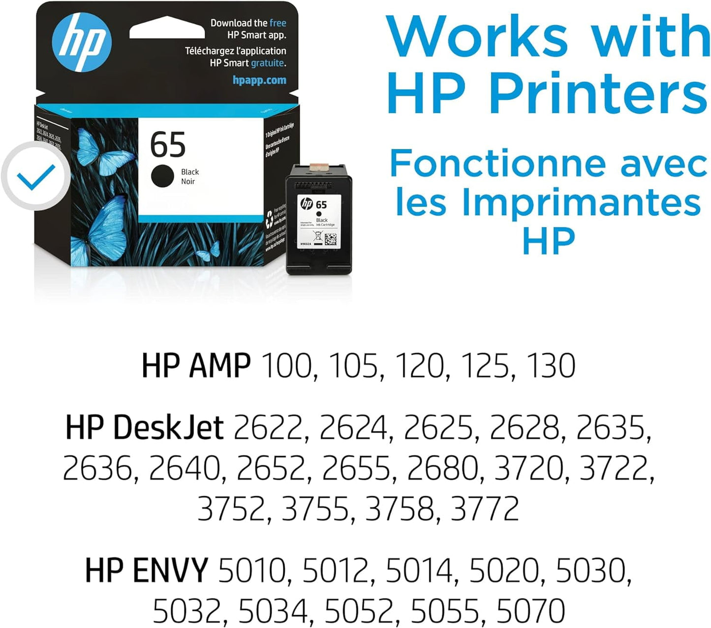 HP 65 Ink Cartridges for HP 65 Black Ink Cartridge, 1 Black