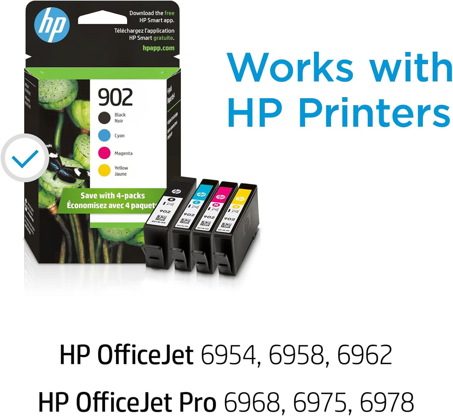 HP 902XL Ink Cartridges for HP 902XL Ink Cartridges-(Cyan Magenta Yellow Black) ,4Pack